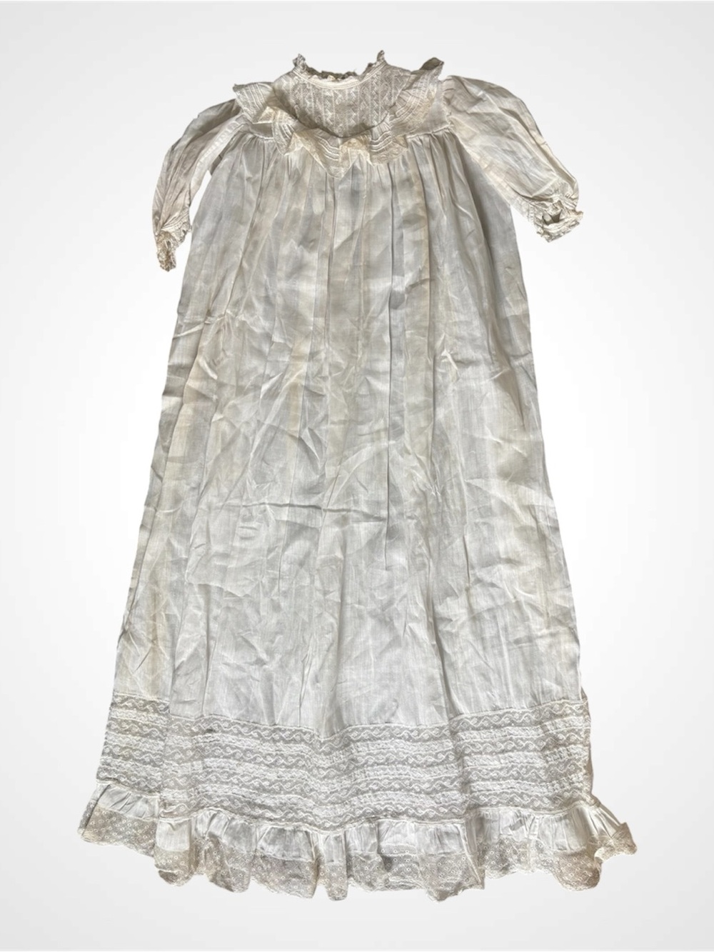 Vintage Lace Cotton Christening Gown